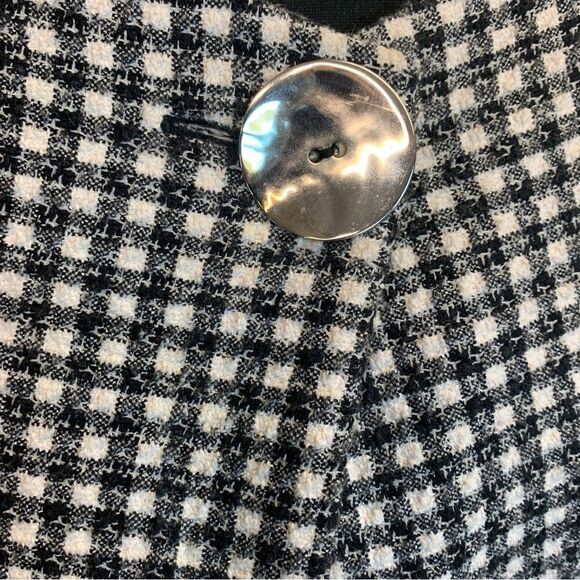 𝅺ZARA tweed plaid check black white bell sleeve jacket Sz M - Picture 8 of 15